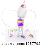 Poster, Art Print Of 3d Ivory Man Holding A Birthday Gift