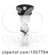 Poster, Art Print Of 3d Ivory Police Man Holding A Baton