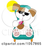 Poster, Art Print Of Puppy Wearing Shades And Drinking A Beverage