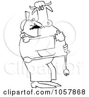 Royalty Free Vector Clip Art Illustration Of A Coloring Page Outline Of A Farmer Carrying A Cow In His Arms