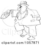 Royalty Free Vector Clip Art Illustration Of A Coloring Page Outline Of A Man With A Hole In His Sock