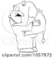 Royalty Free Vector Clip Art Illustration Of A Coloring Page Outline Of A Man Carrying An Elephant
