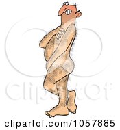 Poster, Art Print Of Hairy Nude Shy Man Covering Himself Up With His Arms