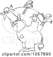 Royalty Free Vector Clip Art Illustration Of A Coloring Page Outline Of A Farmer Carrying A Heavy Cow