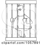 Poster, Art Print Of Coloring Page Outline Of An Angry Prisoner Behind Bars