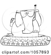 Poster, Art Print Of Coloring Page Outline Of An Elephant In A Kiddie Pool