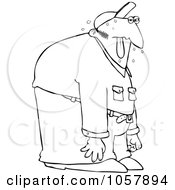 Royalty Free Vector Clip Art Illustration Of A Coloring Page Outline Of A Sweaty Man Hanging His Tongue Out