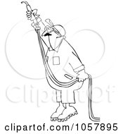 Royalty Free Vector Clip Art Illustration Of A Coloring Page Outline Of A Worker Man Using An Acetylene Torch