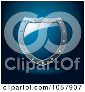 Royalty Free Vector Clip Art Illustration Of A 3d Blue Shield Sign With Copyspace