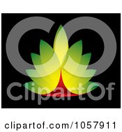 Poster, Art Print Of Green And Red Leaf Icon On Black