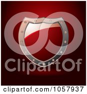 Royalty Free Vector Clip Art Illustration Of A 3d Red Shield Sign With Copyspace