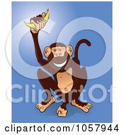 Poster, Art Print Of Happy Monkey Holding Up A Banana