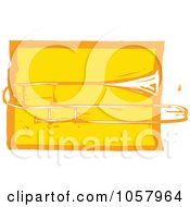 Royalty Free Vector Clip Art Illustration Of A Yellow Woodcut Styled Trombone