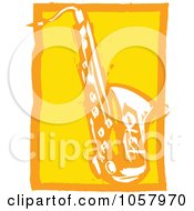 Poster, Art Print Of Yellow Woodcut Styled Saxophone