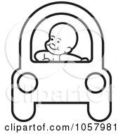 Poster, Art Print Of Coloring Page Outline Of A Baby Driving A Car