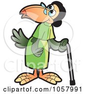 Royalty Free Vector Clip Art Illustration Of An Old Granny Crow Using A Cane 1