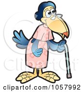 Royalty Free Vector Clip Art Illustration Of An Old Granny Crow Using A Cane 2