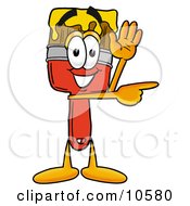 Paint Brush Mascot Cartoon Character Waving And Pointing by Mascot Junction