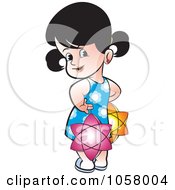 Royalty Free Vector Clip Art Illustration Of A Sri Lankan Girl With Vesak Lanterns by Lal Perera