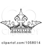 Royalty Free Vector Clip Art Illustration Of A Coloring Page Outline Of An Ornate Crown
