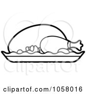 Royalty Free Vector Clip Art Illustration Of An Outlined Roasted Chicken by Lal Perera