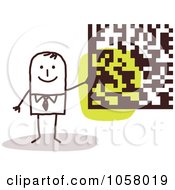 Royalty Free Vector Clip Art Illustration Of A Stick Businessman Holding Cryptography
