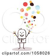 Poster, Art Print Of Stick Businessman Tossing Confetti