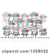Poster, Art Print Of Group Of Stick People Watching A 3d Movie