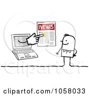Poster, Art Print Of Laptop Man Holding The News Out To A Stick Man