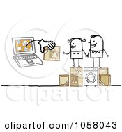 Royalty Free Vector Clip Art Illustration Of A Laptop Giving A Stick Couple Appliances