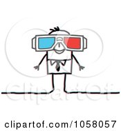 Royalty Free Vector Clip Art Illustration Of A Stick Man Wearing 3d Movie Glasses by NL shop