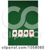 Poster, Art Print Of Four 3d Ace Playing Cards On Green Felt