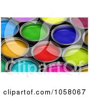 Background Of Colorful 3d Buckets Of Paint - 2