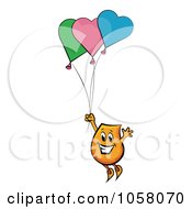 Poster, Art Print Of Orange Blinky Floating Away With Heart Balloons