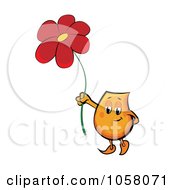 Orange Blinky Holding Up A Red Daisy