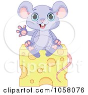 Poster, Art Print Of Cute Purple Mouse Waving On Cheese