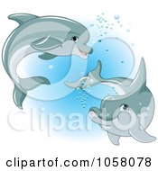 Poster, Art Print Of Two Cute Dolphins Playing