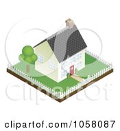 Poster, Art Print Of 3d Little House And Fenced Property