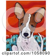 Poster, Art Print Of Painting Of A Cute Brown And White Puppy With Large Ears