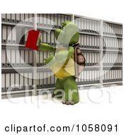 Poster, Art Print Of 3d Tortoise Putting A Binder Back In Shelves Of Archives