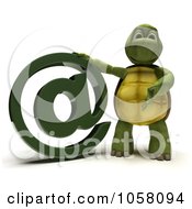 Poster, Art Print Of 3d Tortoise With An Email Symbol