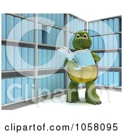 Poster, Art Print Of 3d Tortoise Reading Information In A Room Of Archives