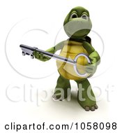 Poster, Art Print Of 3d Tortoise Holding A Key
