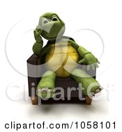 Poster, Art Print Of 3d Tortoise Sitting In A Chair