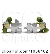 Poster, Art Print Of 3d Tortoises Assembling A Puzzle