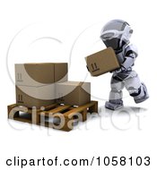 Poster, Art Print Of 3d Robot Loading Boxes
