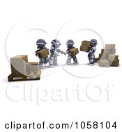 Poster, Art Print Of 3d Robots Passing Parcels