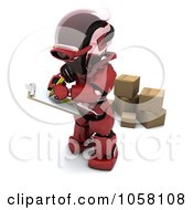 Poster, Art Print Of 3d Robot Supervising Shipping