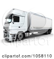 Poster, Art Print Of 3d White Euro Big Rig Truck - 2