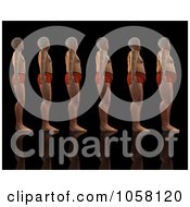 Royalty Free CGI Clip Art Illustration Of A Graph Showing A 3d Man Progressing From Thin To Overweight